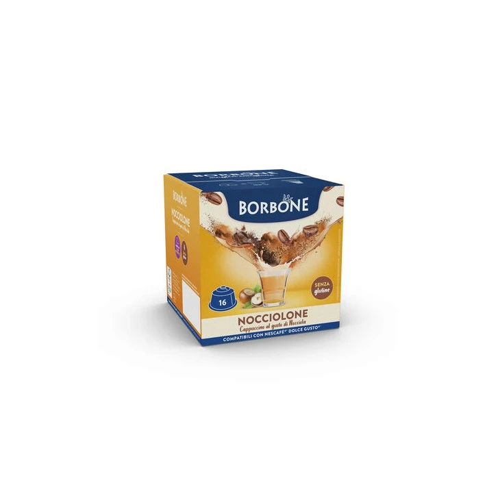 16 CAPSULE COMPATIBILI NESCAFFE' ® DOLCE GUSTO NOCCIOLONE ® BORBONE