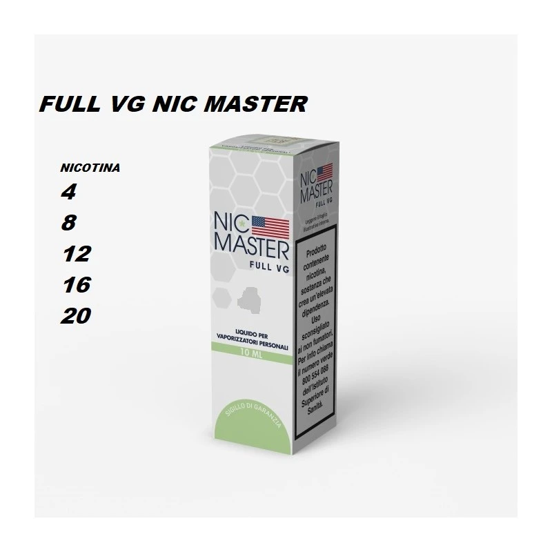 FULL VG 100% 10ML CON NICOTINA NIC MASTER NIC MASTER 1 - E-Smoking di Fiacco Marco 