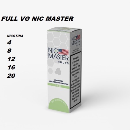 FULL VG 100% 10ML CON NICOTINA NIC MASTER