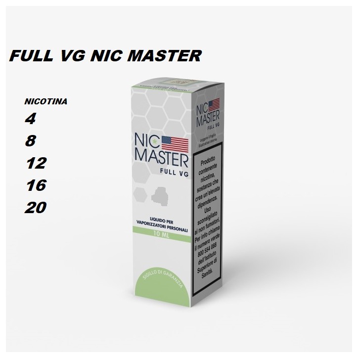 FULL VG 100% 10ML CON NICOTINA NIC MASTER FULL VG 100% 10ML CON NICOTINA NIC MASTER