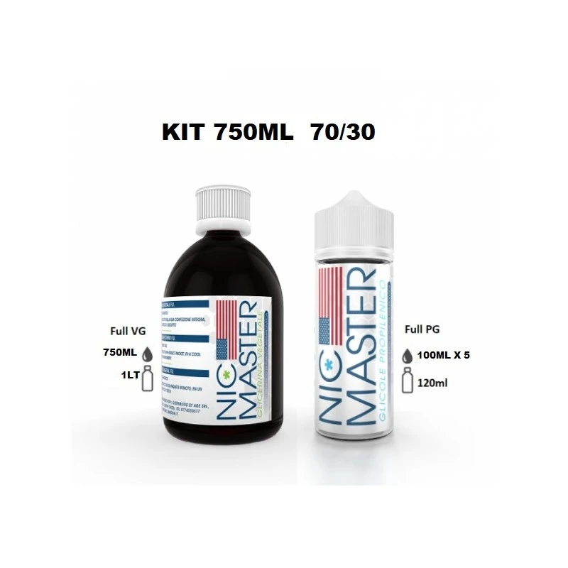 KIT BASE SCOMPOSTO 70/30 750ML NIC MASTER NIC MASTER 1 - E-Smoking di Fiacco Marco 