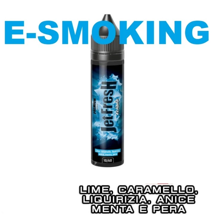 JET FRESH AROMA SHOT 10 ML IN 60 ML ELIQUID FRANCE LIQUIRIZIA MENTA PERA CARAMELLO LIME ANICE