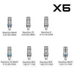 COIL 0.7 OHM PER V1 E V2 NAUTILUS 5 PEZZI ASPIRE