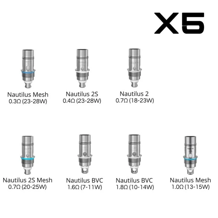 COIL 0.7 OHM PER V1 E V2 NAUTILUS 5 PEZZI ASPIRE