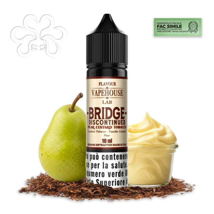 LAB BRIDGE DISCONTINUED AROMA 10/60 ML SHOT VAPEHOUSE LATAKIA TOBACCO, VANILLA CUSTARD, PEAR
