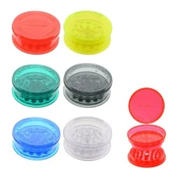 GRINDER IN PLASTICA TRASPARENTE COLORATA, 3 PARTI, DIAMETRO 6 CM